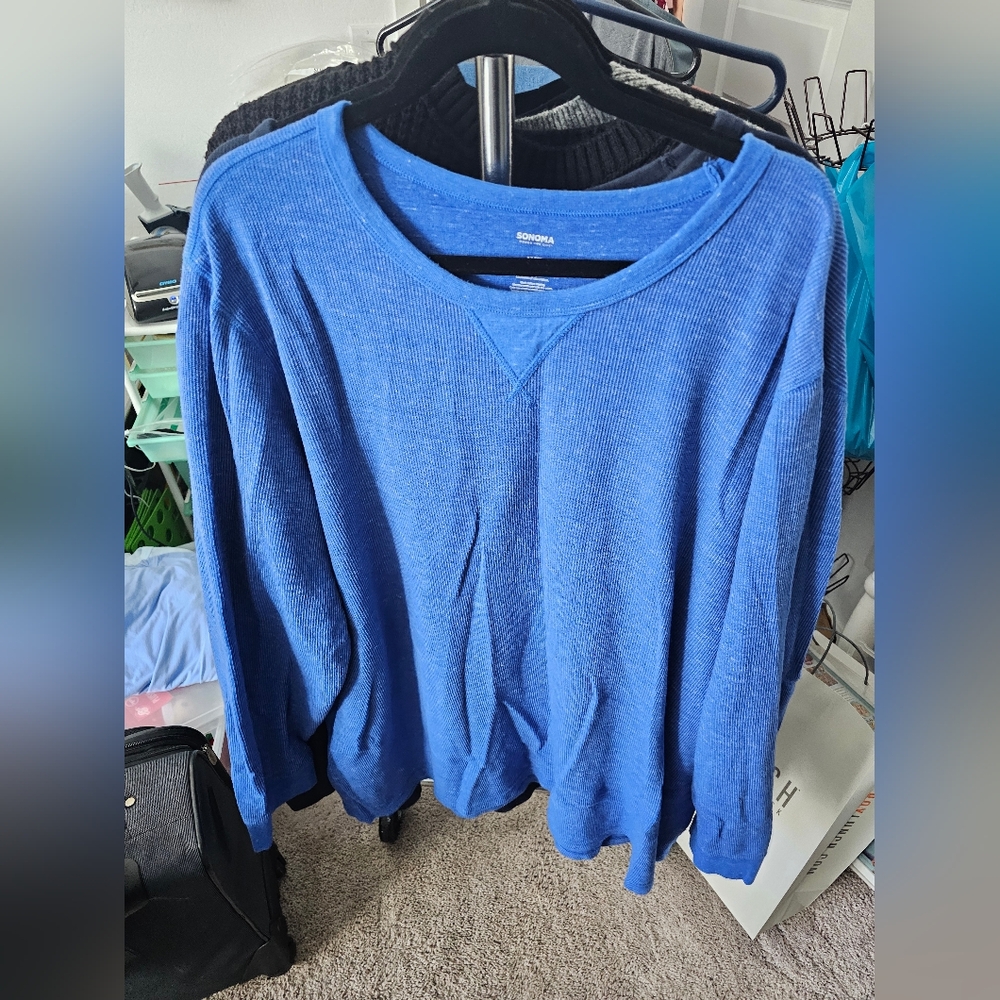 Men's Sonoma Long Sleve Shirt, Blue, 4XB